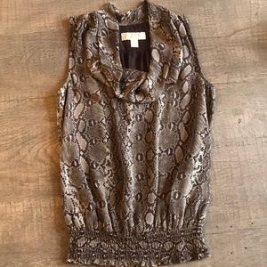 Snake skin sleeveless drape neck top